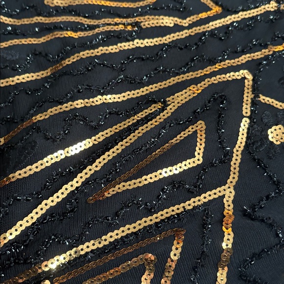 Elegant Black and Gold Mini Dress - Picture 7 of 9